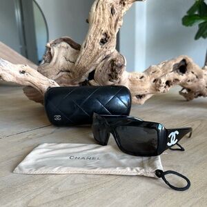 Authentic CHANEL Black Mother of Pearl sunglasses
